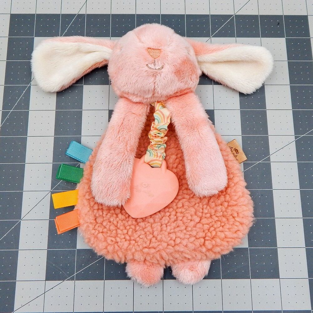 Itzy Ritzy Pink Bunny Lovey Soft Plush w/Silicone Heart Teether Crinkles